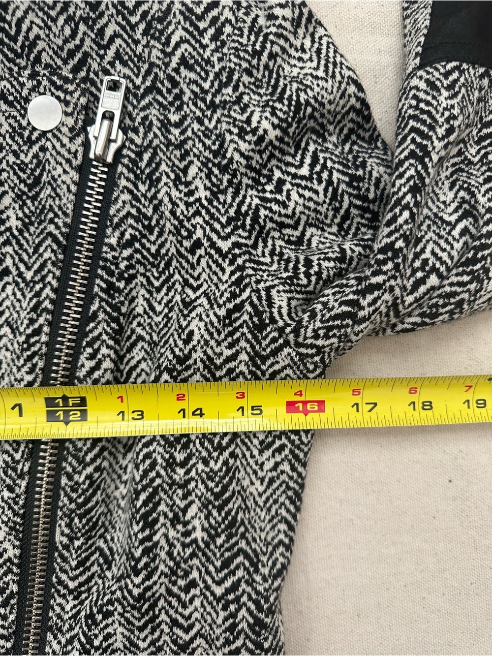 Theory Joean Herringbone Tweed Goat Leather Sleeve Asymmetric Moto Jacket 4 - Picture 8 of 14